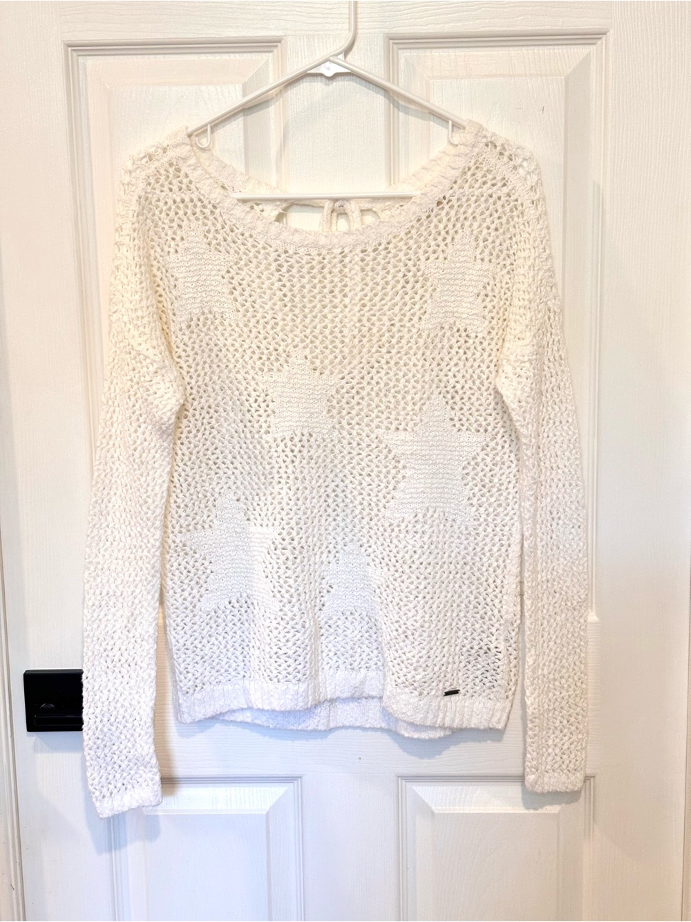 Hollister Open-Knit Star Crochet Sweater SIZE SMALL Holiday Summer Beach Boho